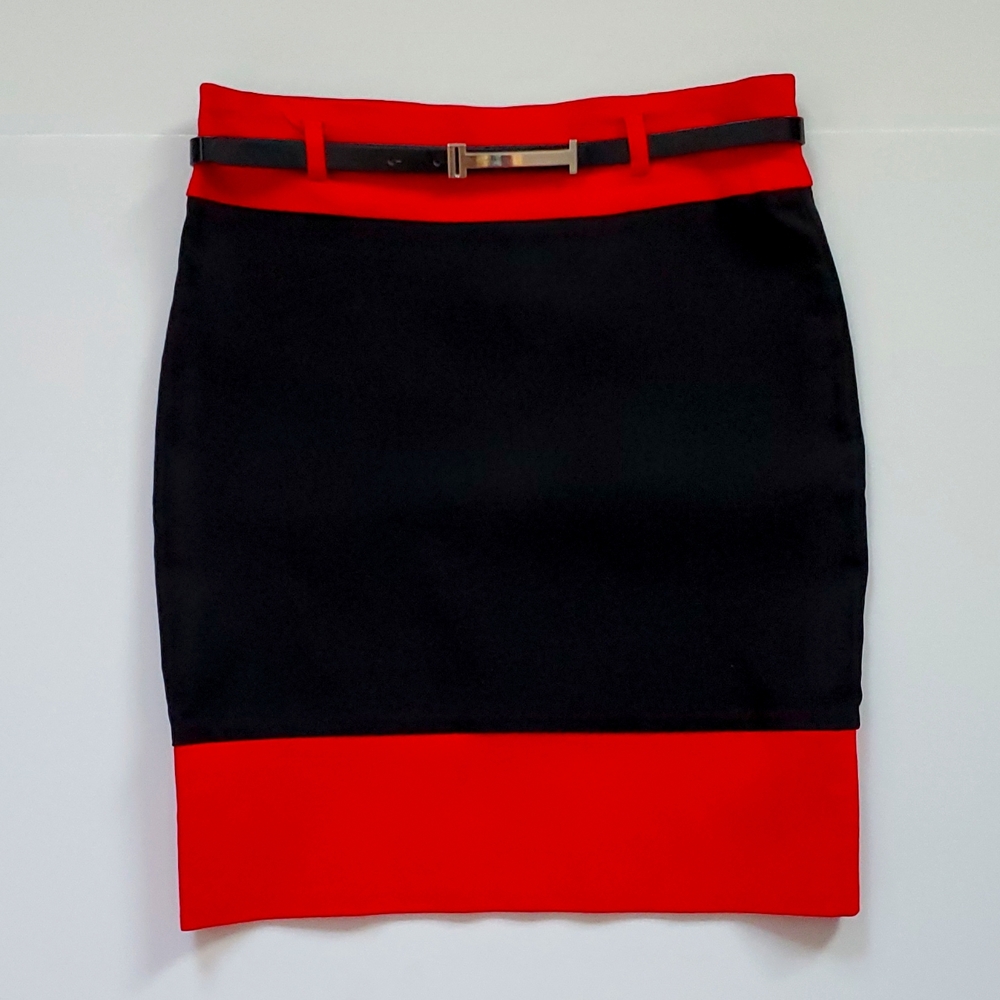 Red and Black Pencil Skirt